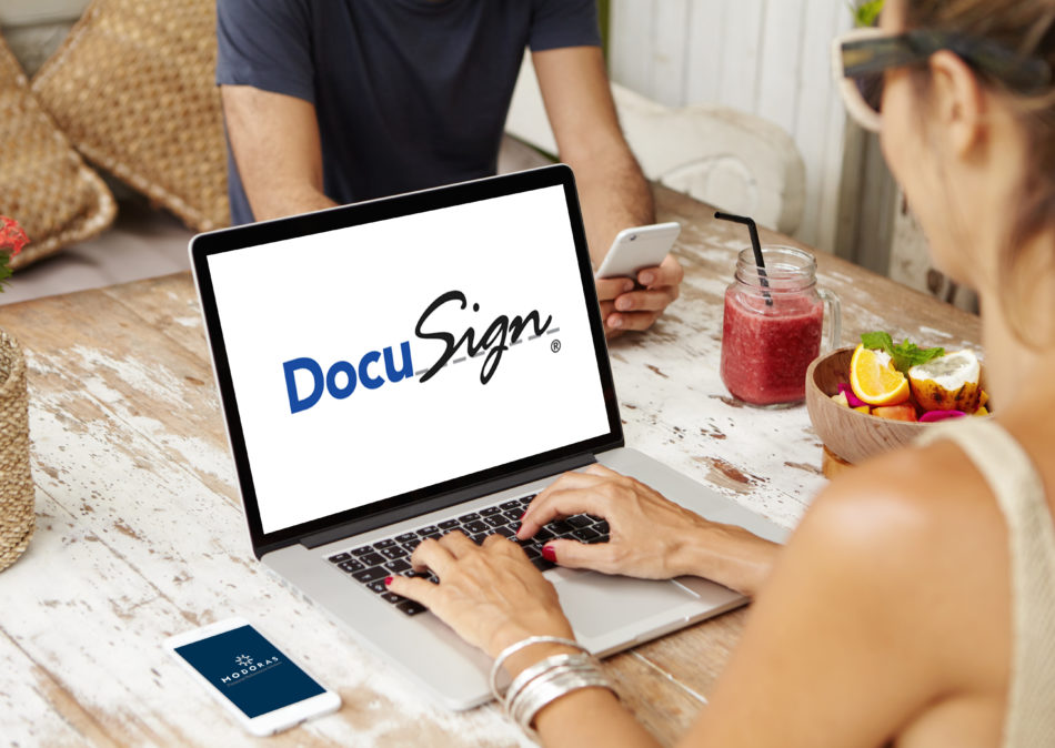 Modoras asking clients to sign documents electronically